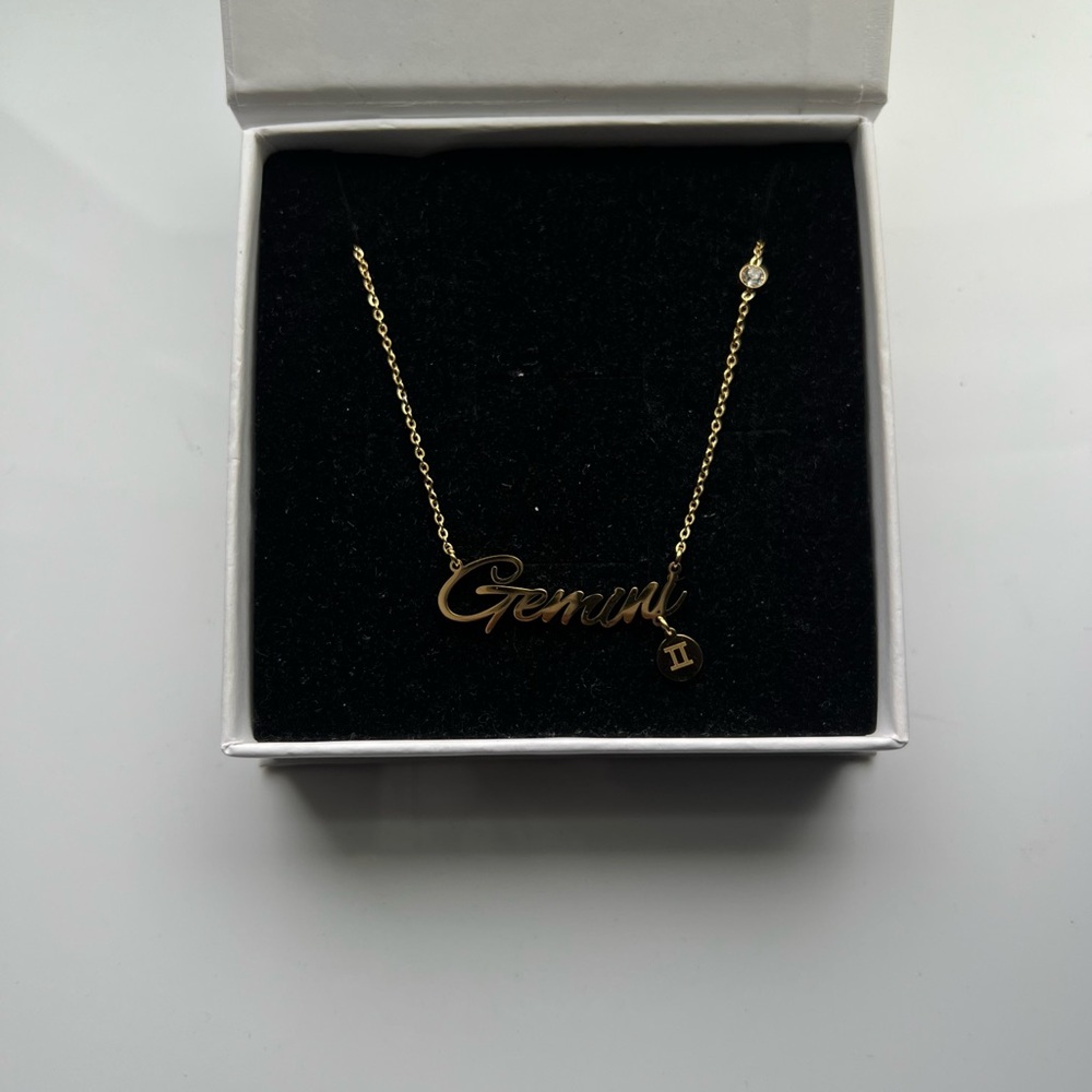 Gemini Zodiac Sign Necklace Stainless Steel Horoscope Astrology Birthday